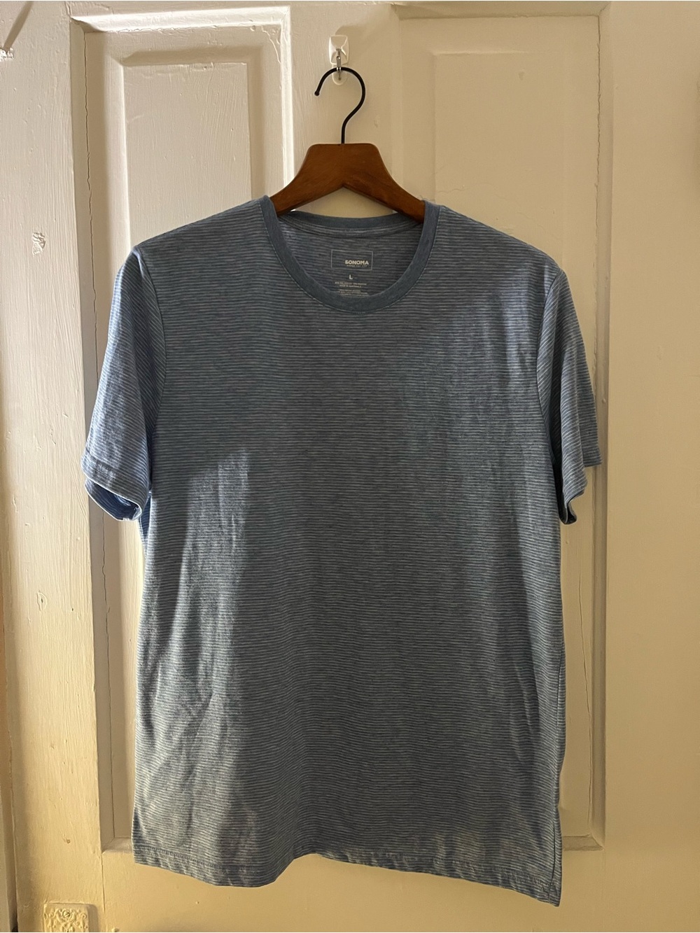 Sonoma Light Blue Thin-Striped Short Sleeve Crewneck Tee